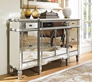 Elegant Mirrored <strong>Console</strong> <strong>Table</strong> Living Room Mirror Cabinet Furniture in <strong>Silver</strong> or Gold - Product Image 2