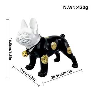 Figurine de <span class=keywords><strong>bouledogue</strong></span> <span class=keywords><strong>noir</strong></span> <span class=keywords><strong>et</strong></span> <span class=keywords><strong>blanc</strong></span> en résine, thème animal, artisanat créatif pour bureau, cadeau d'anniversaire - Product Image 3