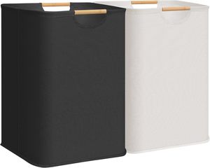 Panier à <span class=keywords><strong>linge</strong></span> en lin et coton <span class=keywords><strong>de</strong></span> grande taille 72L, pliable, avec poignée en bois, pour les vêtements sales, le rangement des jouets - Product Image 1