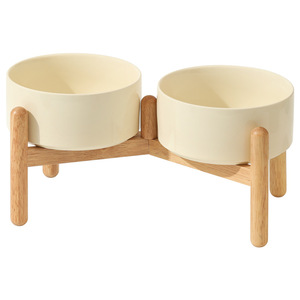 Automatic Ceramic <strong>Dog</strong> <strong>Bowl</strong> with Double <strong>Bowl</strong> Neck Protection <strong>Wooden</strong> <strong>Stand</strong> for Medium/Large/Small <strong>Dogs</strong> - Product Image 4