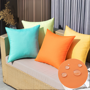 Solid Square Cushion Covers in Turquoise <b>Orange</b> Yellow Green for Home Outdoor Use Waterproof Polyester Fabric Envelope Closure - Product Image 2
