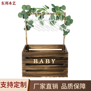 Caja de madera para baby shower con asa, cesta para bebé con corona, caja de almacenamiento, caja de regalo de madera para baby shower - Product Image 3