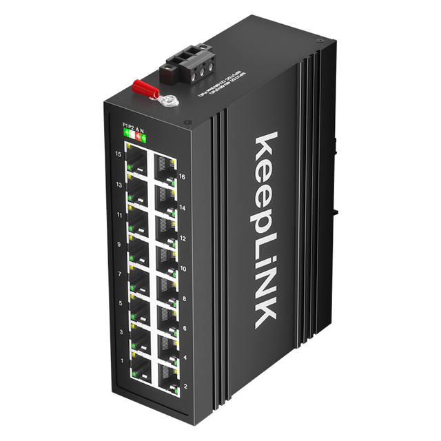Outdoor Competitive 16 Ports 10/100/1000M Ethernet Switch Gigabit Unmanaged DIN Rail Mounting IP40 Protection Dual DC12-58V 32G