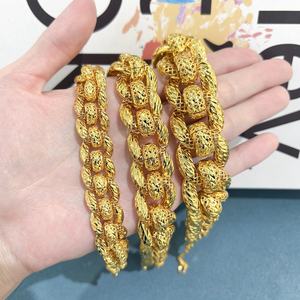 Jxx <b>Fashion's</b> 24K Gold Plated Heavy Chain Wholesale Charm Bracelets for Women Stylish Trendy Brass Bangle for Party Gift - Product Image 3