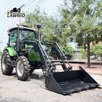 Tractor Agrícola con Certificación CE LAWNIO, Motor de 4 Cilindros, Enganche de Tres Puntos de Alta Resistencia para Transporte Agrícola, Tractor 4x4