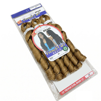 Lot de 3 extensions de cheveux synthétiques bouclés à la française de 22 pouces, pré-étirées, pour tressage, en vrac, soyeuses et lisses, à ondulations lâches