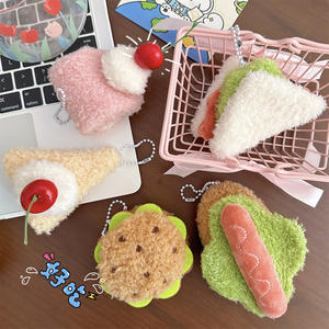 毛绒软模糊3D食品造型迷你可爱卡通毛绒动物装饰钥匙扣包钱包背包魅力 - Product Image 2