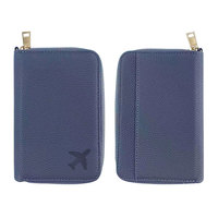 Portefeuille de passeport en cuir PU avec imprimé avion minimaliste, design intemporel, coutures soignées et précises, pochette de voyage portable