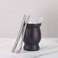 Tasse à gourde Yerba Mate de 8oz en acier inoxydable 304 avec cuillère à paille et brosse de nettoyage Mini Calebasse argentine Design