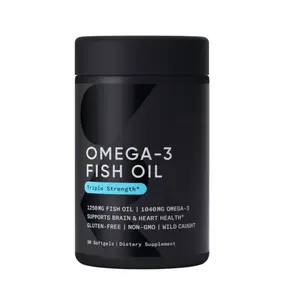 Aceite de pescado Omega 3 de triple fuerza de suplemento de aceite de pescado Burpless con ácidos grasos EPA y DHA de abadejo salvaje de Alaska para el corazón