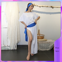 Nouvelle Robe de Danse du Ventre Baladi Shabby Saidi Blanche, Style Ample, à Manches Longues ou Courtes, pour Entraînement, en Polyester, Faite à la Main pour Femme