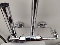 Ensemble de douche thermostatique en cuivre avec cartouche céramique, barre coulissante, robinet mural haute pression pour hôtel et villa, jet pluie/jet puissant