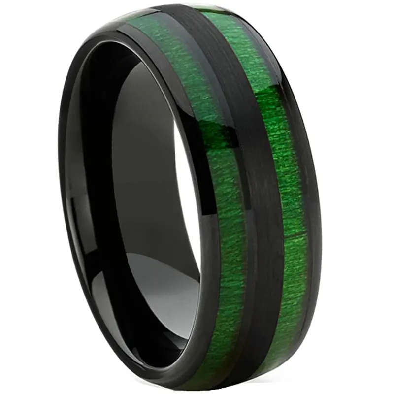 CHENG JEWELERS Wholesales high polished 8MM black ceramic vintage green ring