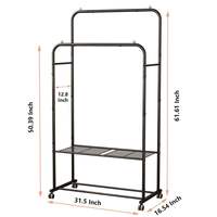 Porte-vêtements robuste en métal à trois niveaux, résistant à la chaleur, capacité de charge de 400 lb, sur roulettes, réglable, style américain