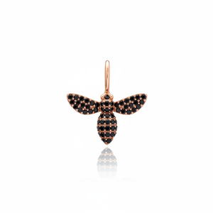 <b>Bee</b> Shape Charm Black Zircon Stone For Woman Wholesale Turkish Handmade 925 Silver Sterling Jewelry - Product Image 2