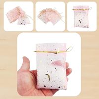 Sacs de rangement en organza transparent à motif étoiles et lune, avec cordon de serrage, pour cadeaux, faveurs de fête, bijoux, bonbons de mariage, Saint-Valentin, emballage en gros