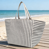 Sac de plage rayé surdimensionné écologique grande capacité pour femme, idéal pour la piscine, les vacances, le week-end, vente en gros