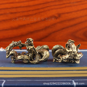 Décoration d'intérieur en laiton Dingtong : Fée Renard à neuf queues contre <span class=keywords><strong>Dragon</strong></span> divin – Artisanat de bureau, petit ornement - Product Image 4