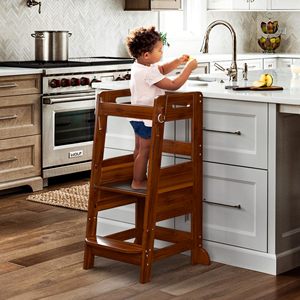 Taburete <span class=keywords><strong>de</strong></span> <span class=keywords><strong>Cocina</strong></span> para Niños <span class=keywords><strong>de</strong></span> Madera Maciza, Torre <span class=keywords><strong>de</strong></span> Aprendizaje con Altura Ajustable y Barandilla <span class=keywords><strong>de</strong></span> Seguridad - Product Image 3