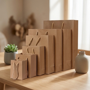 Bolsas de Papel Kraft Reciclado Ecológicas Personalizables con Impresión de Logotipo Personalizado, Impermeables y Duraderas para Empaque de Arte y Regalos - Product Image 1
