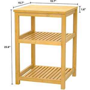 Tavolino da letto in bambù supporto per <span class=keywords><strong>stampante</strong></span> tavolino da salotto piccolo ripiano a 3 piani per comodino da bagno in legno - Product Image 2