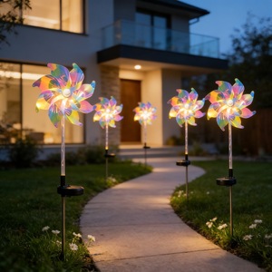 Lampe <span class=keywords><strong>solaire</strong></span> LED extérieure étanche RGB multicolore en forme <span class=keywords><strong>de</strong></span> <span class=keywords><strong>moulin</strong></span> à vent pour pelouse, parc, allée, portail, sécurité, aménagement paysager et événements - Product Image 4