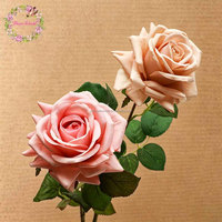 Fleurs artificielles en gros de haute qualité, fleurs artificielles en latex au toucher réel, roses poussiéreuses au toucher réel pour la décoration de mariage et de la maison