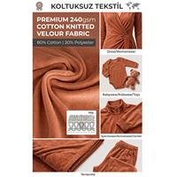 Tissu Velours Tricoté en Coton Terracotta Premium 240 g/m² 80/20 Coton Polyester en Rouleau pour Vêtements en Gros