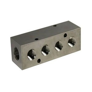 Kundenspezifischer CNC-Bearbeiteter Aluminium-Stahl Luftregel-Kartuschen-Hochdruck-Hydraulikölkreis <span class=keywords><strong>3</strong></span>-Ventil-Verteilerblock - Product Image 5