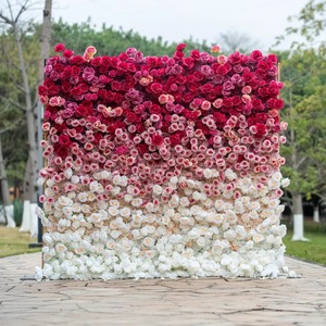 Mur de fleurs artificielles en soie 5D 3D personnalisé RHD, panneaux décoratifs roses pour mariage - Product Image 6