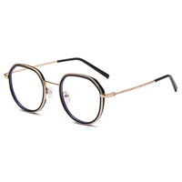Montures Optiques Rondes Métalliques Anti-Lumière Bleue Tendance en Gros pour Tous les Visages, Lunettes avec Branches à Charnière