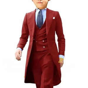 Ensemble de costume classique 3 pièces pour garçons : Blazer blanc formel + <span class=keywords><strong>Gilet</strong></span> et pantalon – Tenue de mariage, anniversaire, garçon d'honneur – Vêtements pour enfants - Product Image 5