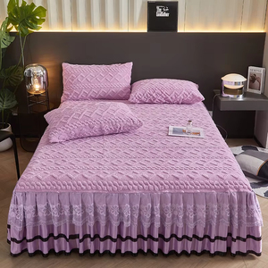 Taffeta Thick Lace <b>Bed</b> Sheet Skirt Set Single <b>Bed</b> Skirt <b>Cover</b> Polyester Filling Plain Style Solid for Home - Product Image 4