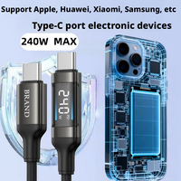 240W Schnellladekabel USB-C mit LED-Bildschirm, 1M Zinklegierung-Geflechtkabel für Mobiltelefone & Smartwatches mit Box
