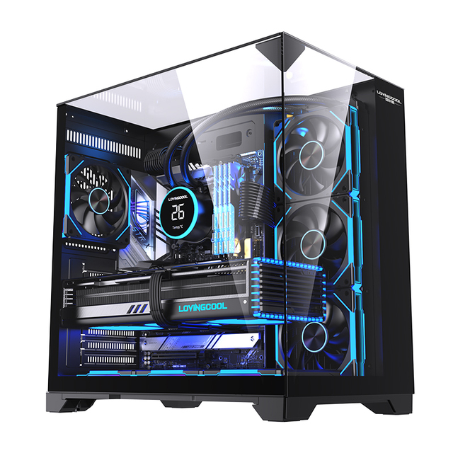 Lovingcool New Arrival 3 Sides Tempered Glass Panoramic RGB CPU Cabinet ATX MATX ITX Gaming PC Mid Tower Computer Case With Fans