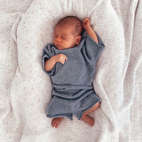 Ensemble de vêtements pour bébé en gros personnalisé, vêtements à manches courtes, ensembles de pulls tricotés pour nouveau-nés, tenues en coton