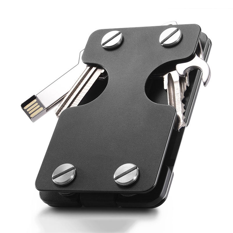 Многофункциональный мужской тонкий металлический держатель для карт, держатели для ключей, RFID-блокировка, бумажник из углеродного волокна, зажим для денег, логотип на заказ