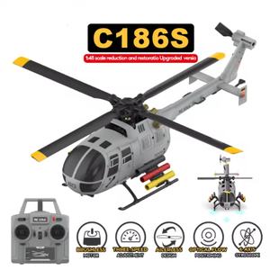 Hélicoptère RC C186S 2.4G 6 axes avec gyroscope, 4 canaux, maintien d'altitude, flux optique, moteur brushless, télécommandé, jouet pour enfants et adultes - Product Image 2
