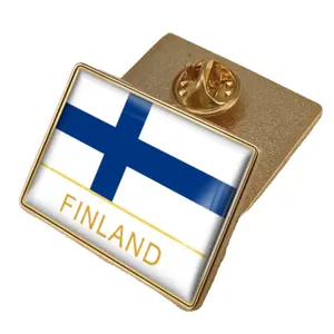 핀란드 국기 크리스탈 에폭시 배지 핀 세계 깃발 핀