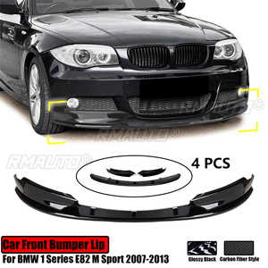 Car Front Bumper Lip for BMW 1 Series E82 M Sport 2007-2013 Side Spoiler <b>Splitter</b> Cover Trim Glossy Black Carbon Fiber Style - Product Image 1