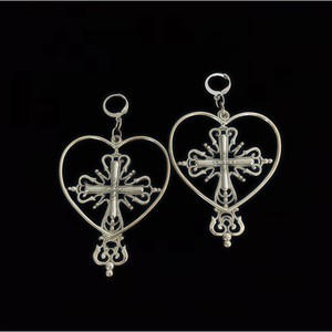 Boucles d'oreilles croix en forme de cœur en acier inoxydable, crochets d'oreilles unisexes, bijoux de mode personnalisés, Style 1, Style 2, Style 3 - Product Image 1