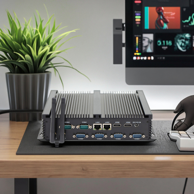 Fanless Desktop Industrial Mini PC with Intel I3-4005U Core I4 Processor 8GB Video Memory HDD Windows OS Connectivity Via WiFi