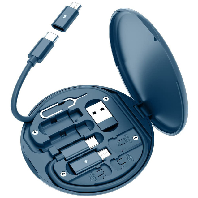 6 in 1 Multi Usb Adapter Retractable Charging Usb Cable Kit Fast Charge Sync Data Transfer With Sim Card Storage for Traveling