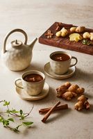 Thé aux herbes traditionnel au gingembre Damccot K-Food Premium avec sucre brun et cannelle, réfrigéré, bouteille en verre de 400g