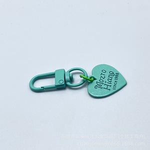 Porte-clés en alliage de zinc en forme de cœur avec boucle pour accessoires de bijoux DIY, couleur vert-jaune - Product Image 4