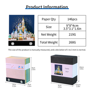 Bloc de Notas 3D con Calendario 2027, Castillo de <span class=keywords><strong>Cenicienta</strong></span>, Arquitectura, Notas Adhesivas con Luz LED, Decoración Creativa para Escritorio, Manualidades de Papel, Regalo - Product Image 5