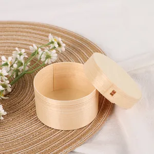 Wholesale Cheap Poplar Wood Round Box Veneer Wood Cheese Box Disposable Wooden Cake Boxes
