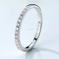 خاتم زواج نسائي من الفضة الإسترلينية من روشيمي, خاتم نسائي من الفضة الإسترلينية عيار S925 بتصميم بسيط مرصع بأحجار الزركونيا 925