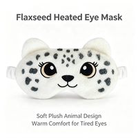 Masque oculaire chauffant au micro-ondes en lin, motif léopard des neiges de dessin animé personnalisé, compresse chaude pour les yeux pour soulager la fatigue oculaire et favoriser le sommeil