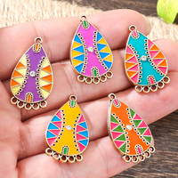 Matériaux de bijoux DIY pour boucles d'oreilles et colliers, alliage de zinc poreux, pendentifs goutte d'eau colorés, accessoires, vente en gros